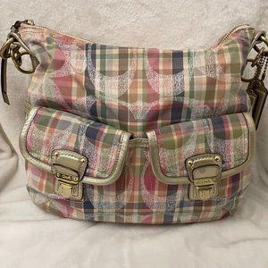 Coach Daisy Poppy Madras Plaid Signature Handbag
